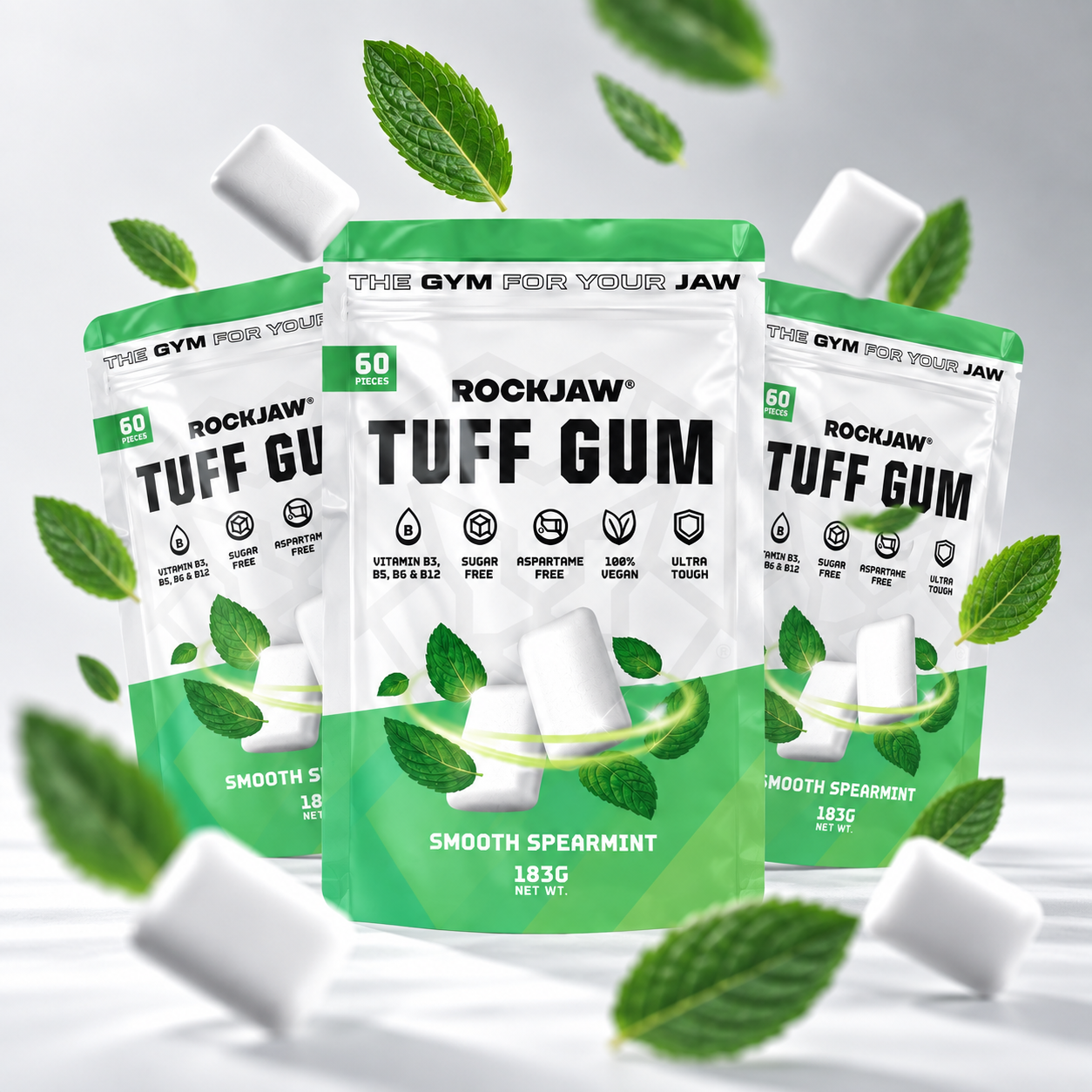 Tuff Gum + B Vitamins | Premium Ultra-Tough Jawline Gum | 60 Pieces